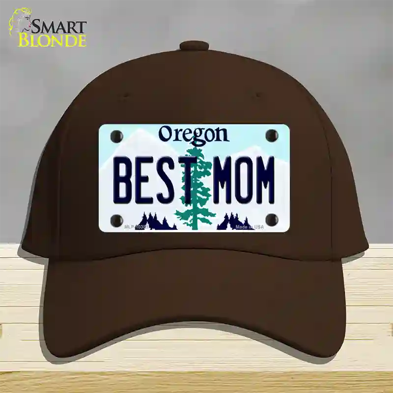 Best Mom Oregon Novelty License Plate Hat Cotton / Dark Brown