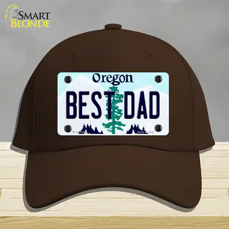 Best Dad Oregon Novelty License Plate Hat Cotton / Dark Brown