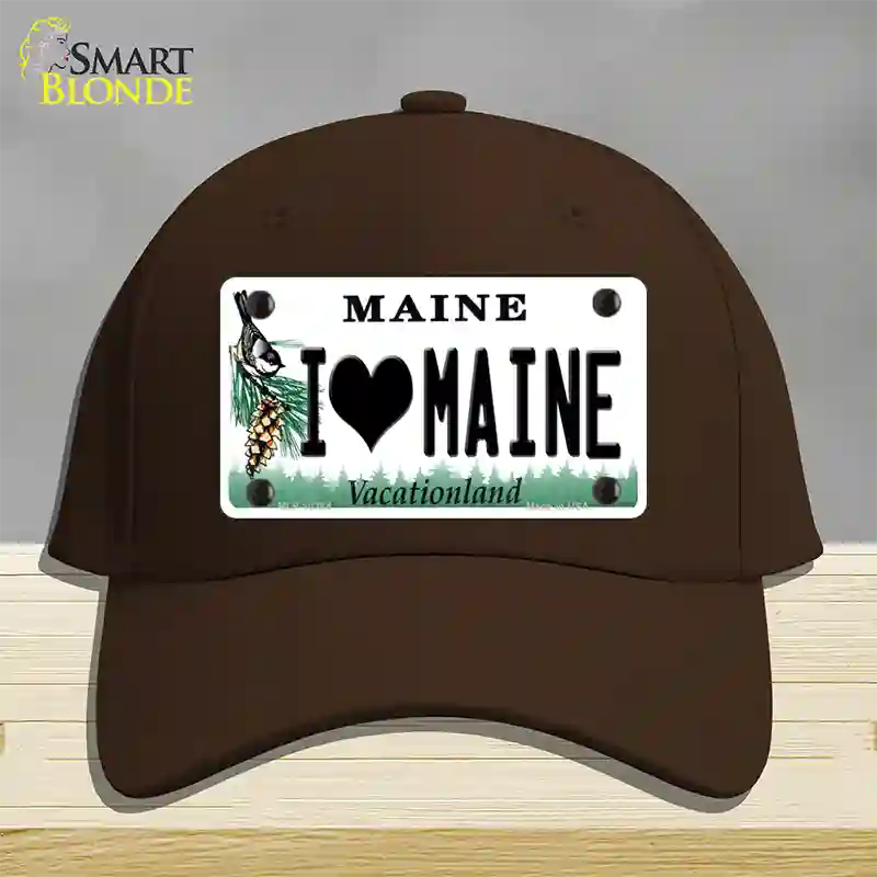 I Love Maine Novelty License Plate Hat Cotton / Dark Brown