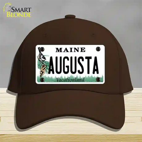 Augusta Maine Novelty License Plate Hat Cotton / Dark Brown