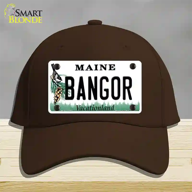 Bangor Maine Novelty License Plate Hat Cotton / Dark Brown