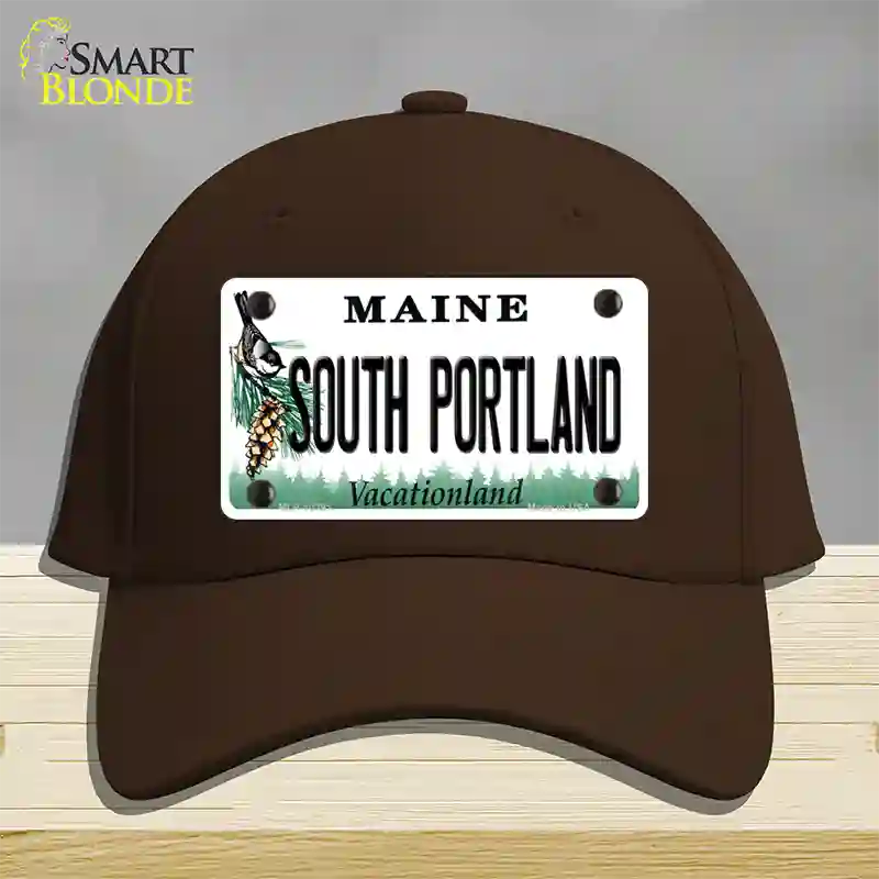 South Portland Maine Novelty License Plate Hat Cotton / Dark Brown