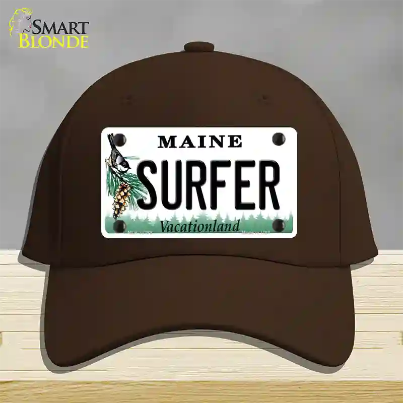 Surfer Maine Novelty License Plate Hat Cotton / Dark Brown