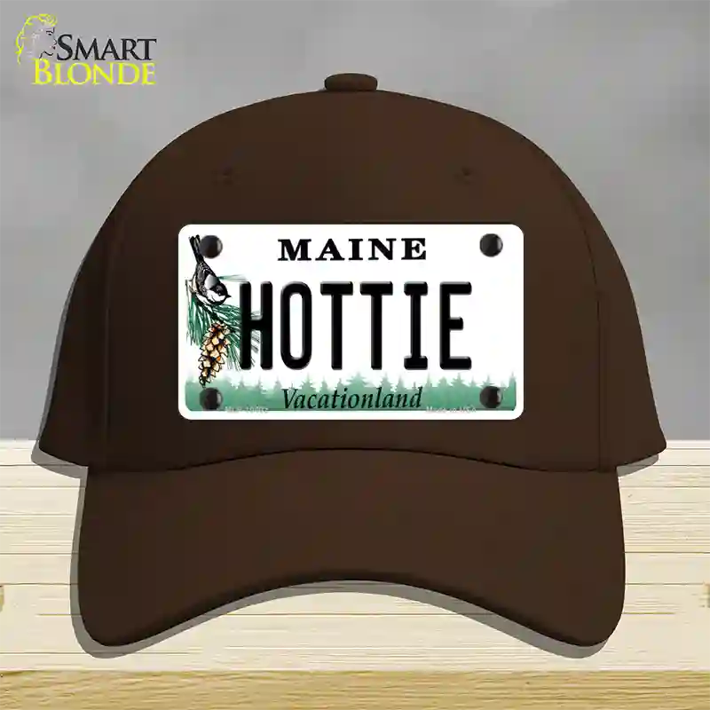 Hottie Maine Novelty License Plate Hat Cotton / Dark Brown