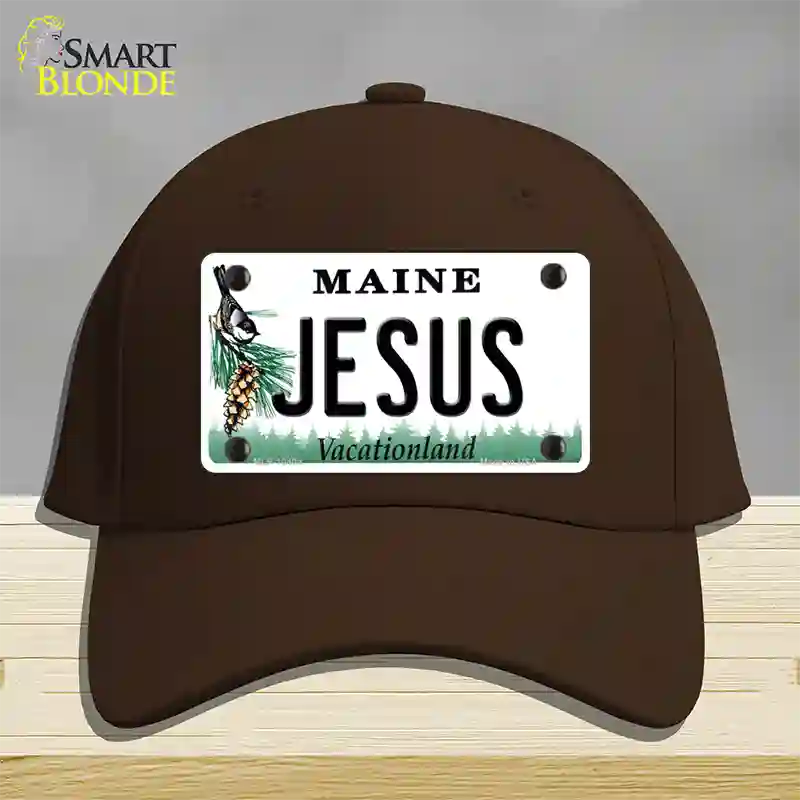 Jesus Maine Novelty License Plate Hat Cotton / Dark Brown