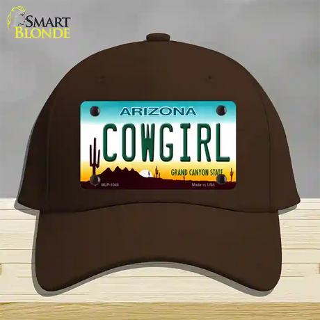 Cowgirl Novelty License Plate Hat Cotton / Dark Brown