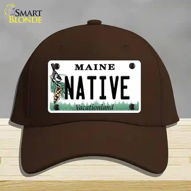 Native Maine Novelty License Plate Hat Cotton / Dark Brown