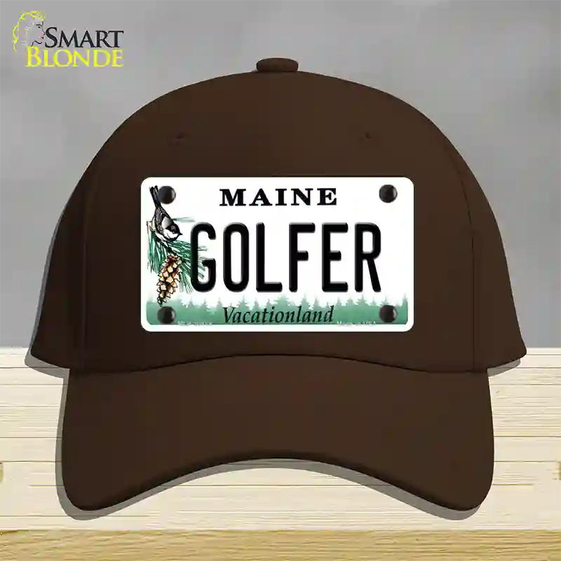 Golfer Maine Novelty License Plate Hat Cotton / Dark Brown