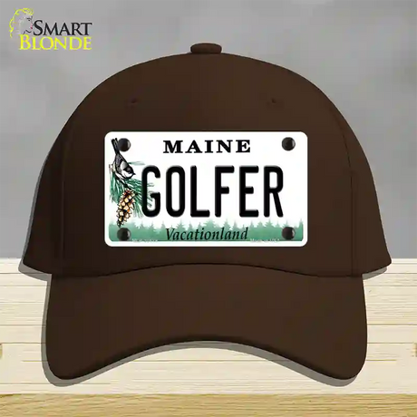 Golfer Maine Novelty License Plate Hat Cotton / Dark Brown