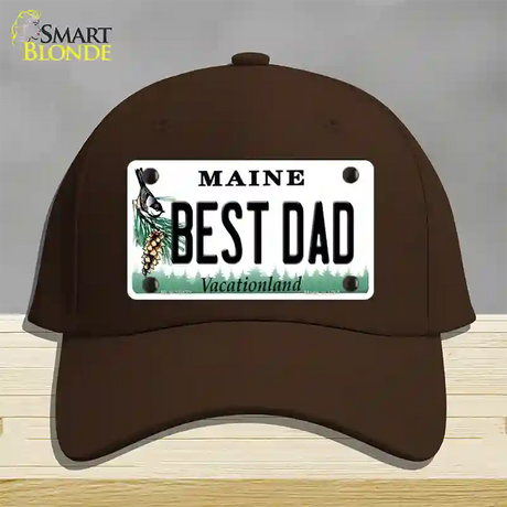 Best Dad Maine Novelty License Plate Hat Cotton / Dark Brown