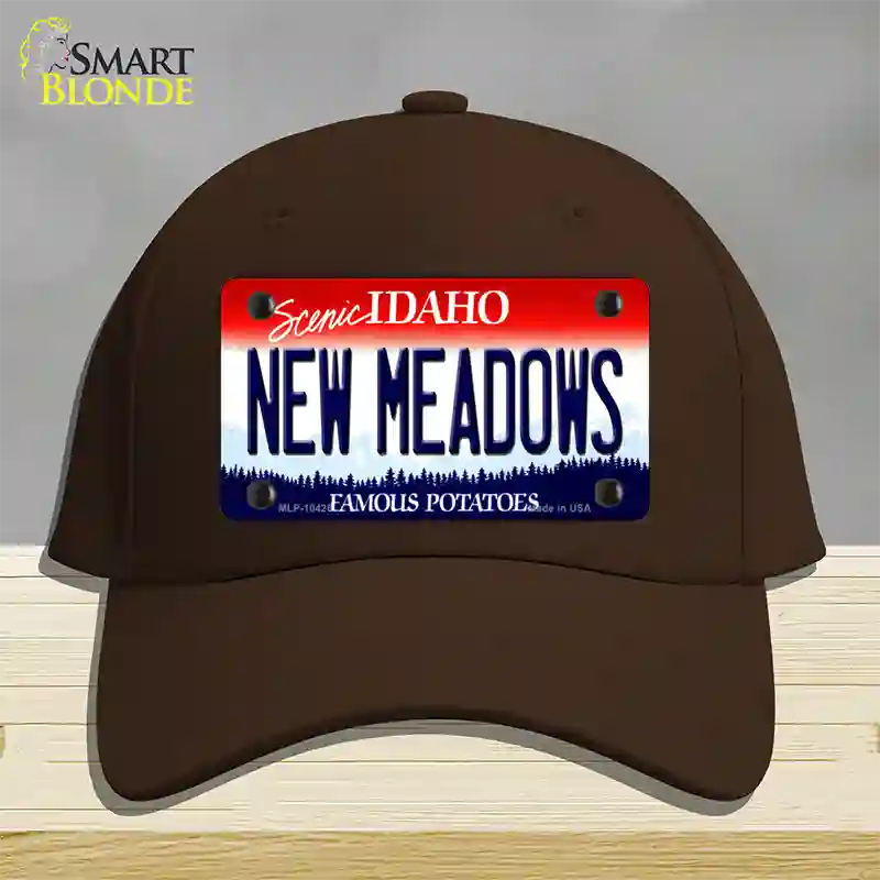 New Meadows Idaho Novelty License Plate Hat Cotton / Dark Brown