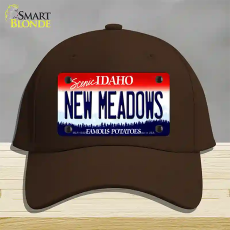 New Meadows Idaho Novelty License Plate Hat Cotton / Dark Brown