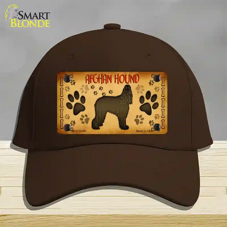 Afghan Hound Novelty License Plate Hat Cotton / Dark Brown