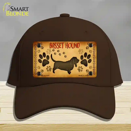 Basset Hound Novelty License Plate Hat Cotton / Dark Brown