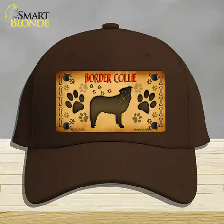 Border Collie Novelty License Plate Hat Cotton / Dark Brown