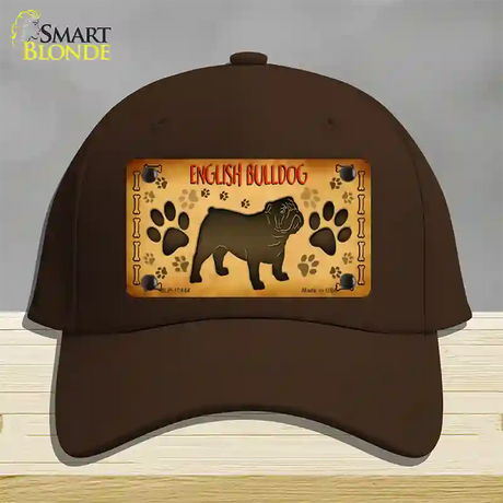 English Bulldog Novelty License Plate Hat Cotton / Dark Brown