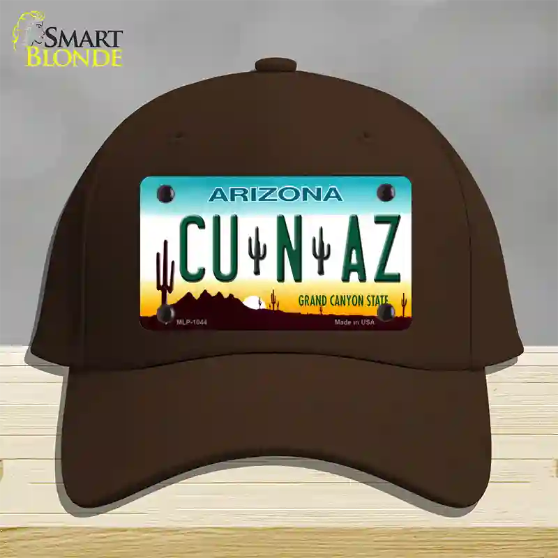 Cu N Az Novelty License Plate Hat Cotton / Dark Brown