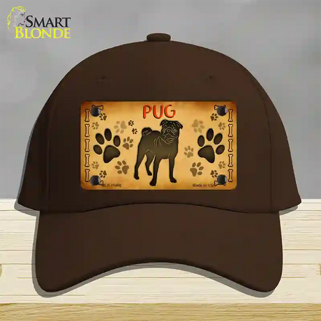 Pug Novelty License Plate Hat Cotton / Dark Brown