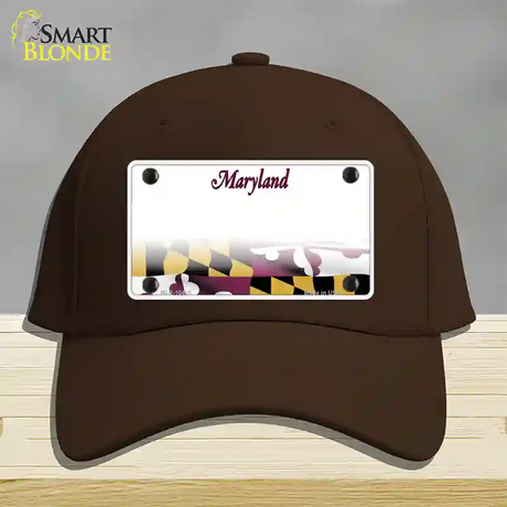 Maryland State Blank Novelty License Plate Hat Cotton / Dark Brown