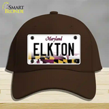 Elkton Maryland Novelty License Plate Hat Cotton / Dark Brown