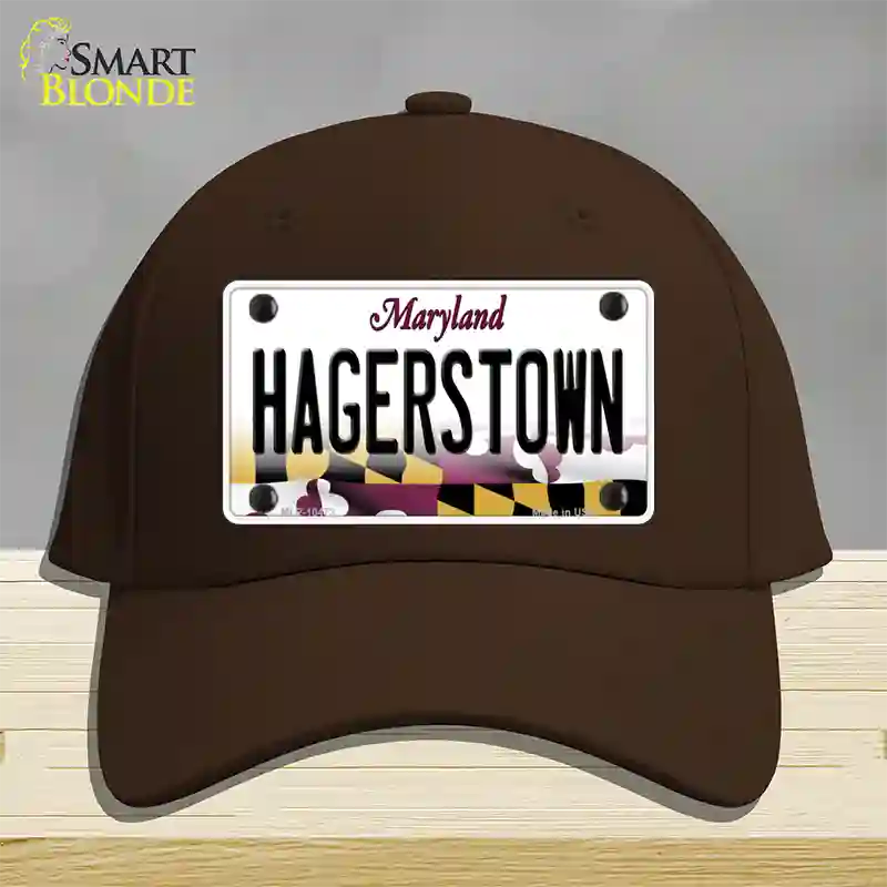 Hagerstown Maryland Novelty License Plate Hat Cotton / Dark Brown