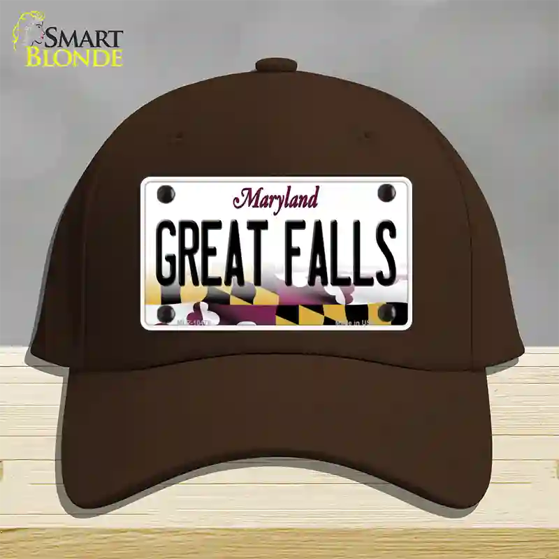 Great Falls Maryland Novelty License Plate Hat Cotton / Dark Brown