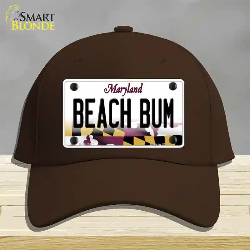 Beach Bum Maryland Novelty License Plate Hat Cotton / Dark Brown