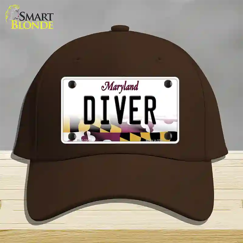 Diver Maryland Novelty License Plate Hat Cotton / Dark Brown