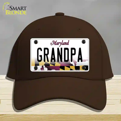 Grandpa Maryland Novelty License Plate Hat Cotton / Dark Brown