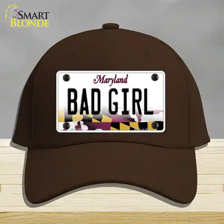 Bad Girl Maryland Novelty License Plate Hat Cotton / Dark Brown