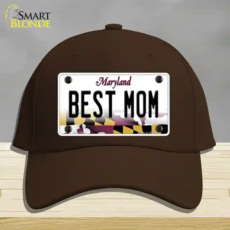 Best Mom Maryland Novelty License Plate Hat Cotton / Dark Brown