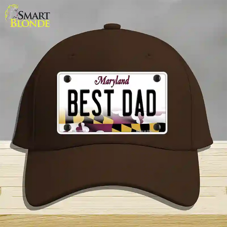 Best Dad Maryland Novelty License Plate Hat Cotton / Dark Brown