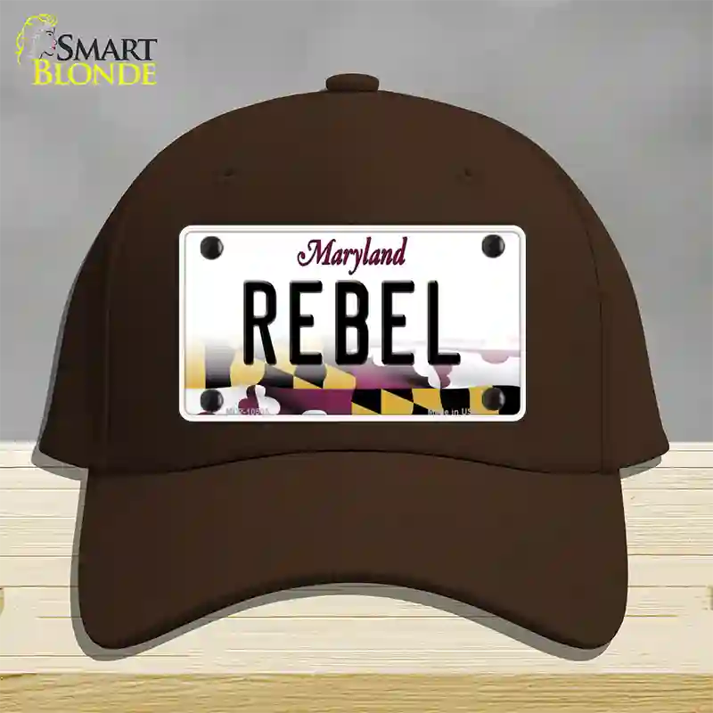 Rebel Maryland Novelty License Plate Hat Cotton / Dark Brown