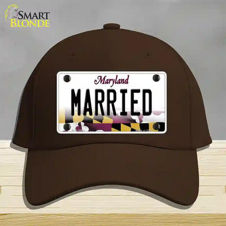 Married Maryland Novelty License Plate Hat Cotton / Dark Brown