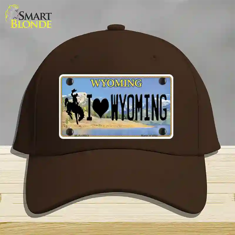 I Love Wyoming Novelty License Plate Hat Cotton / Dark Brown