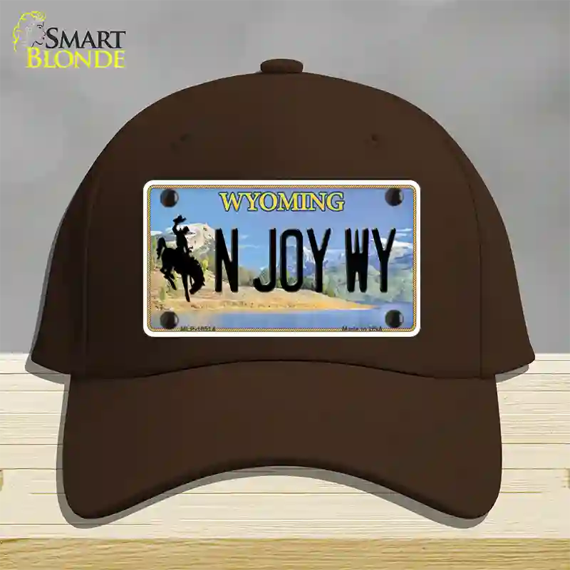 N Joy WY Wyoming Novelty License Plate Hat Cotton / Dark Brown