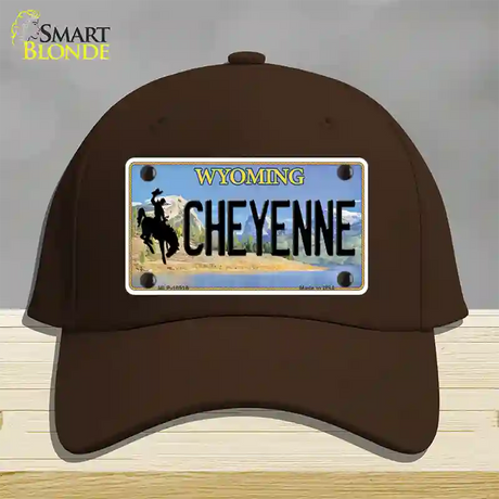 Cheyenne Wyoming Novelty License Plate Hat Cotton / Dark Brown