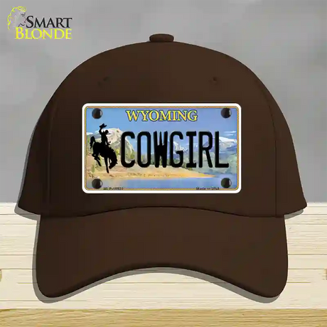 Cowgirl Wyoming Novelty License Plate Hat Cotton / Dark Brown