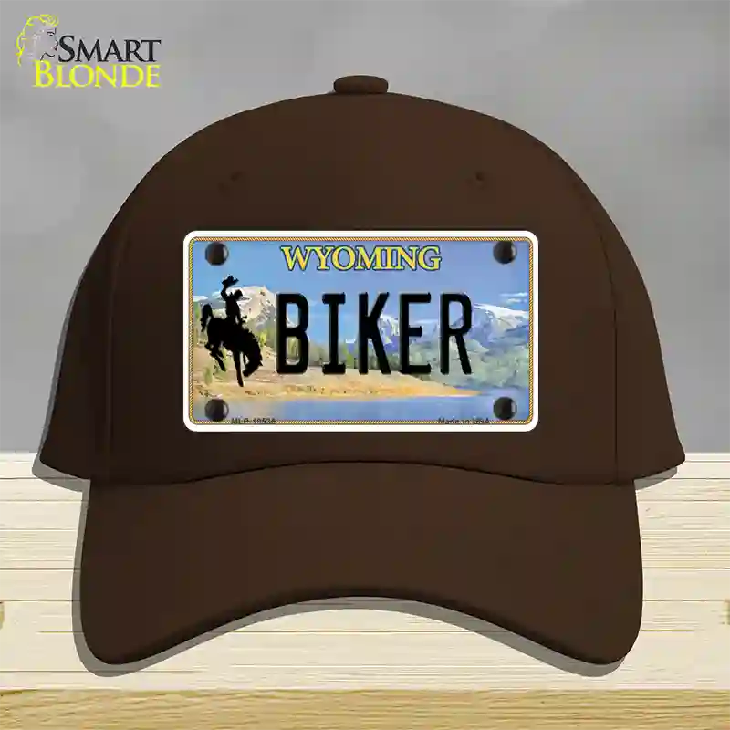 Biker Wyoming Novelty License Plate Hat Cotton / Dark Brown