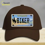 Biker Wyoming Novelty License Plate Hat Cotton / Dark Brown