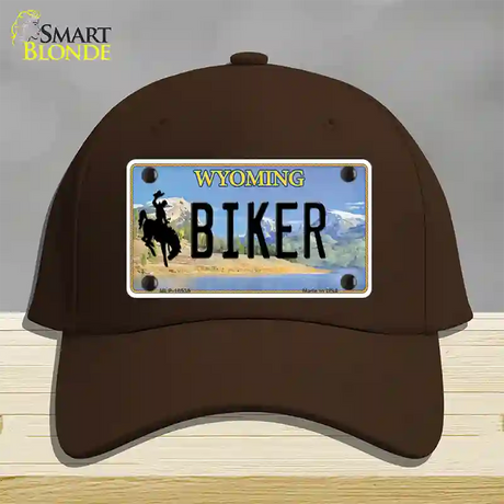 Biker Wyoming Novelty License Plate Hat Cotton / Dark Brown