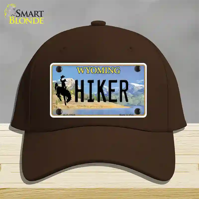 Hiker Wyoming Novelty License Plate Hat Cotton / Dark Brown