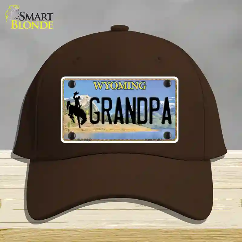 Grandpa Wyoming Novelty License Plate Hat Cotton / Dark Brown