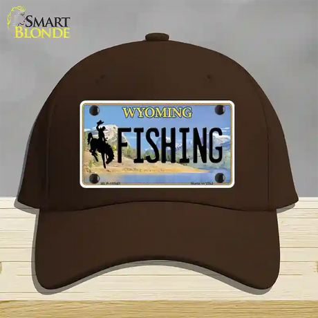 Fishing Wyoming Novelty License Plate Hat Cotton / Dark Brown