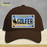 Golfer Wyoming Novelty License Plate Hat Cotton / Dark Brown