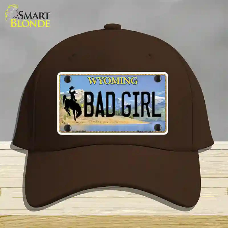 Bad Girl Wyoming Novelty License Plate Hat Cotton / Dark Brown