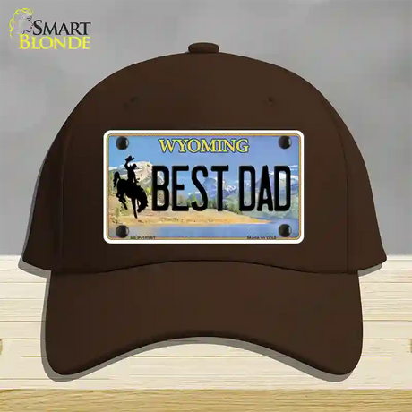 Best Dad Wyoming Novelty License Plate Hat Cotton / Dark Brown