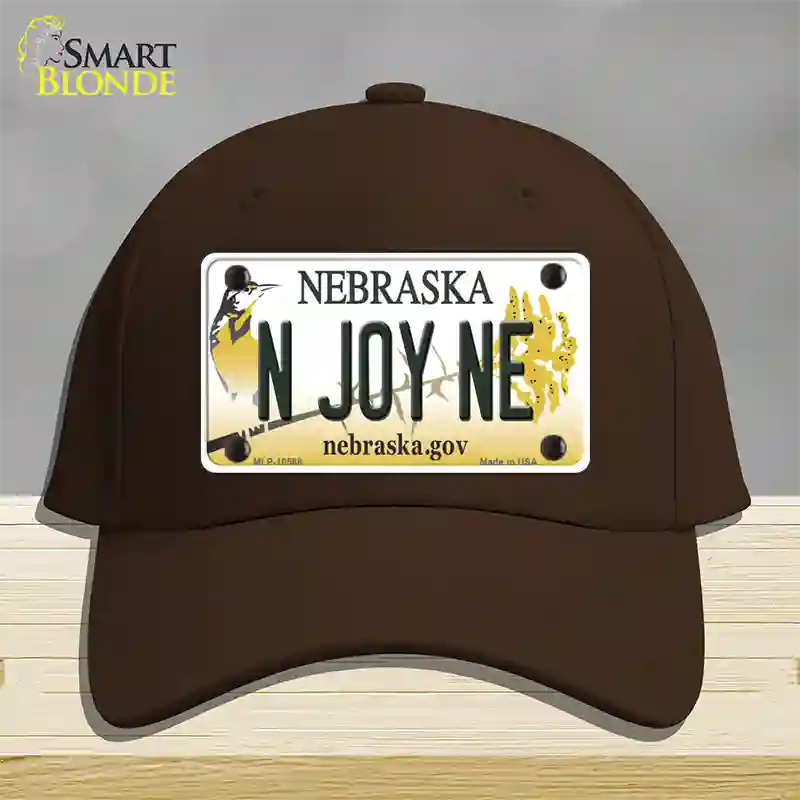 N Joy NE Nebraska Novelty License Plate Hat Cotton / Dark Brown