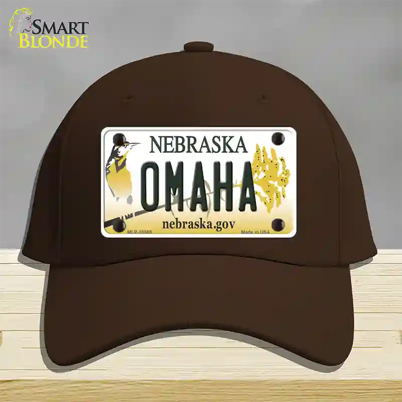 Omaha Nebraska Novelty License Plate Hat Cotton / Dark Brown