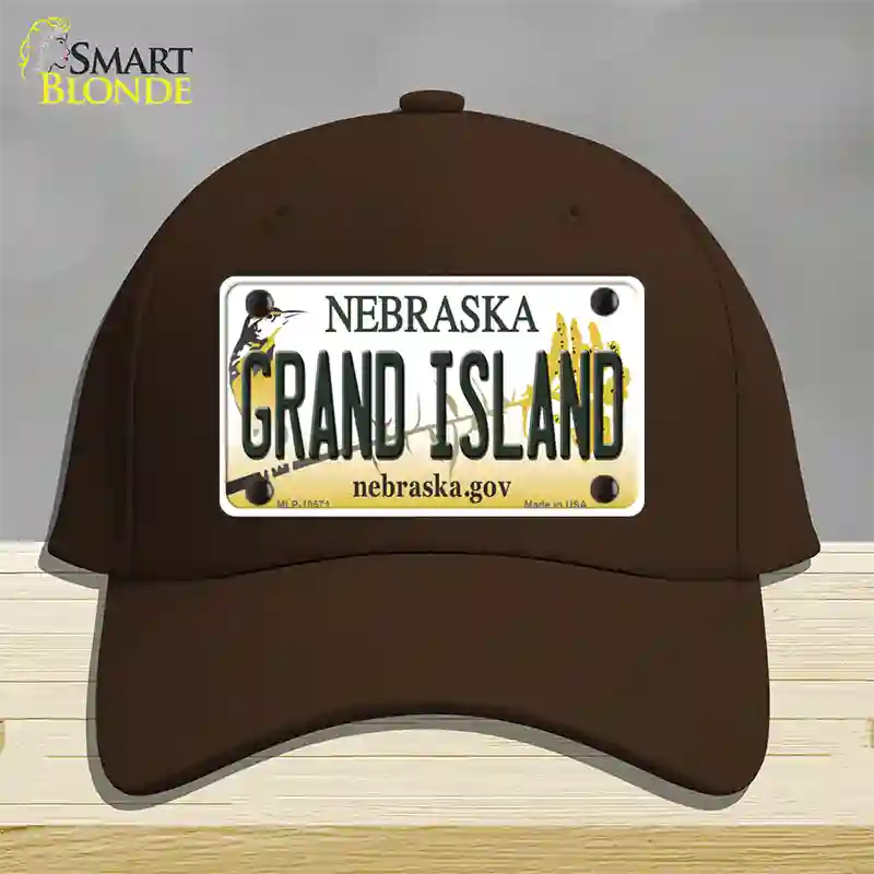 Grand Island Nebraska Novelty License Plate Hat Cotton / Dark Brown